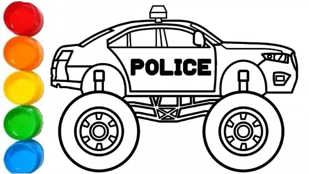 How to draw a police car for kids coloring page for kids