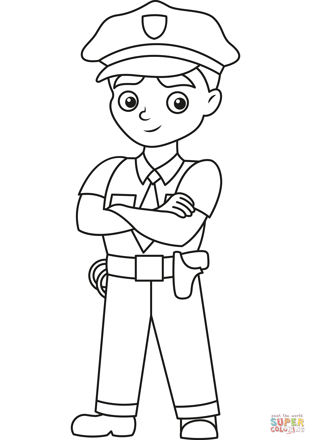 Cartoon police officer coloring page free printable coloring pages