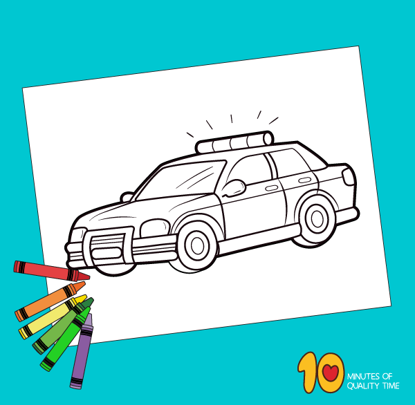 Police car coloring page â minutes of quality time