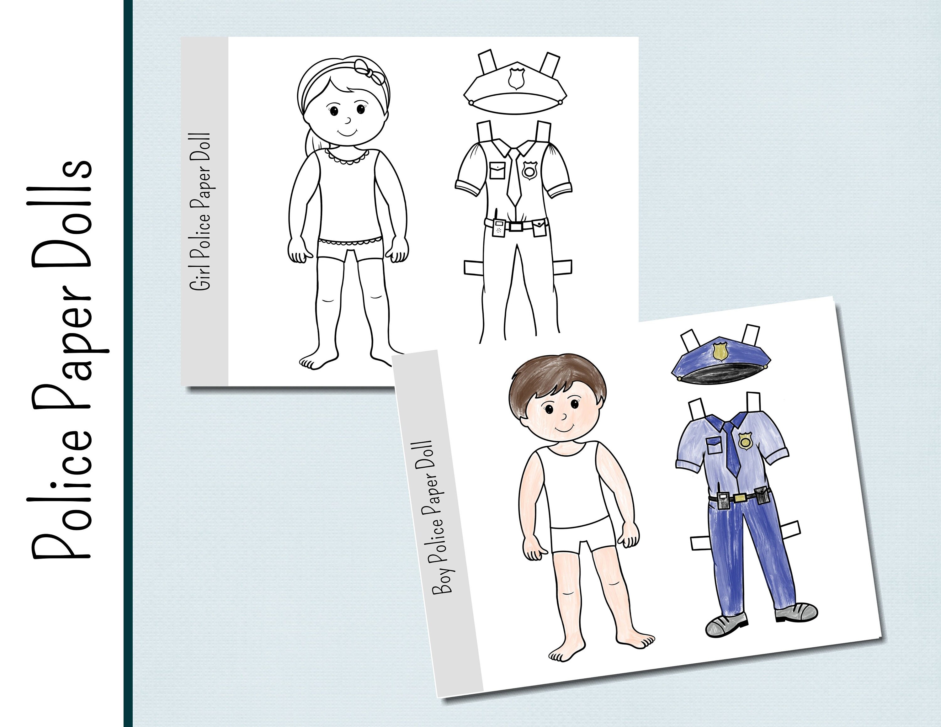 Police paper dolls printable paper doll coloring activity policeman munity workers coloring paper dolls printable coloring