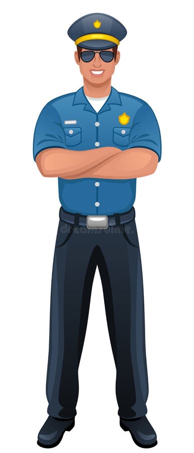 Coloring page with policeman police man officer stock vector