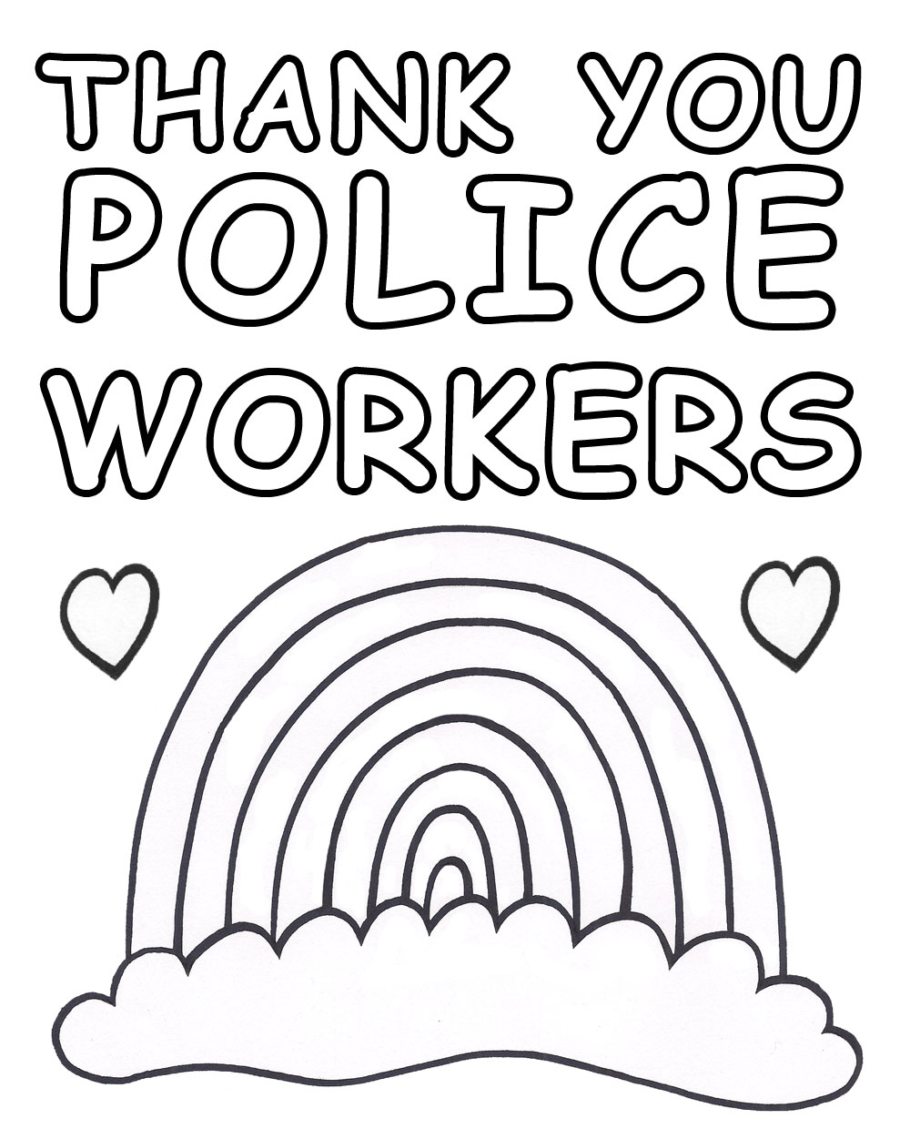 Thank you police workers rainbow poster rooftop post printables