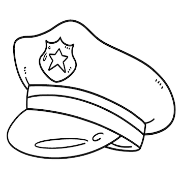 Premium vector police hat isolated coloring page for kids