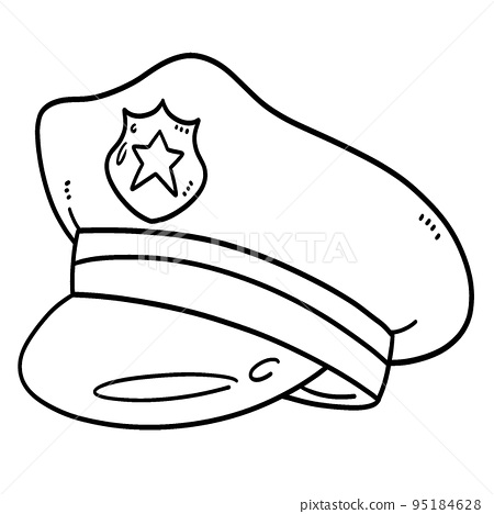 Police hat isolated coloring page for kids