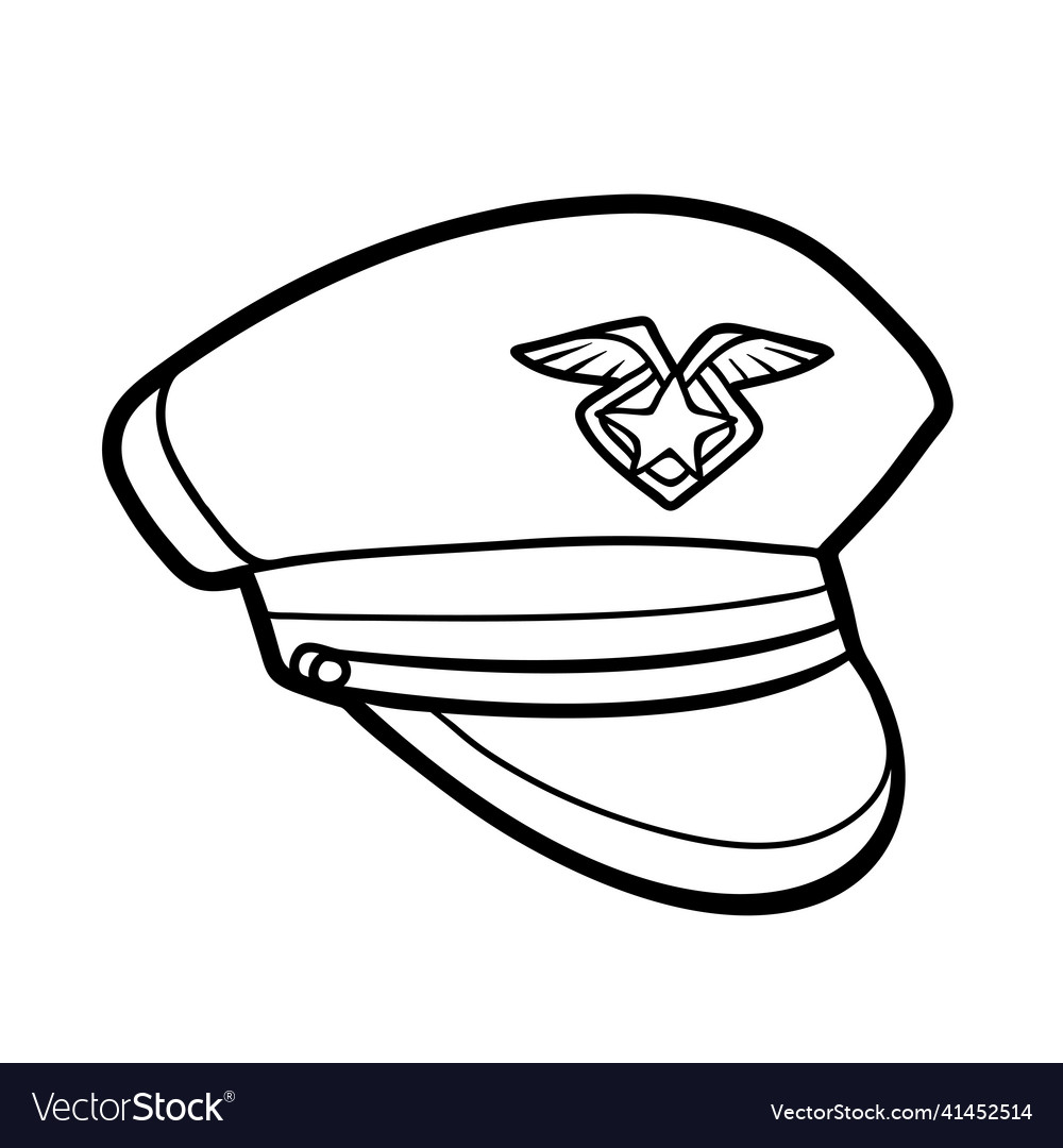 Coloring book cartoon headwear police hat vector image