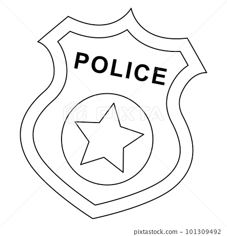 Police badge isolated coloring page for kids