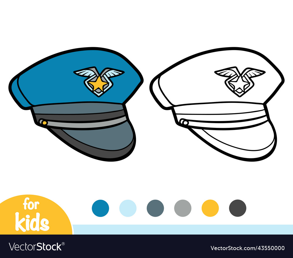 Coloring book cartoon headwear police hat vector image