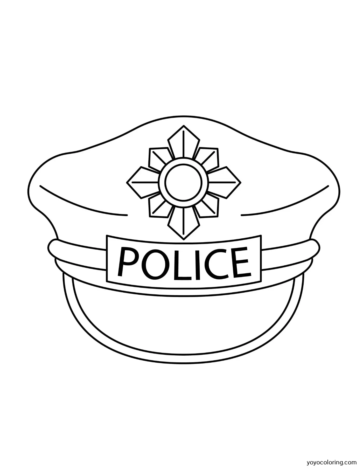 Police hat coloring pages á printable painting template