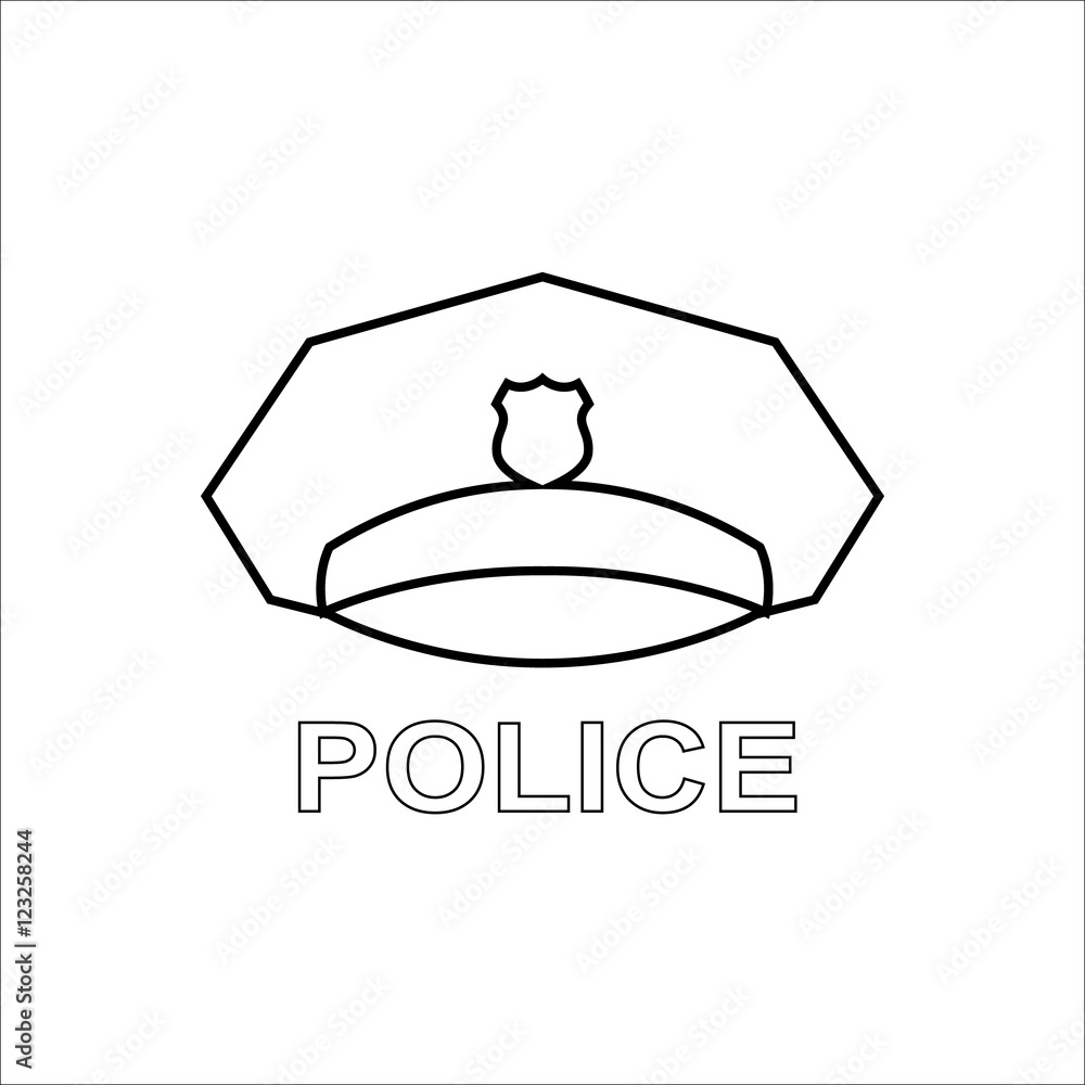 Police cap outline icon servicemans hat symbol linear vecto vector