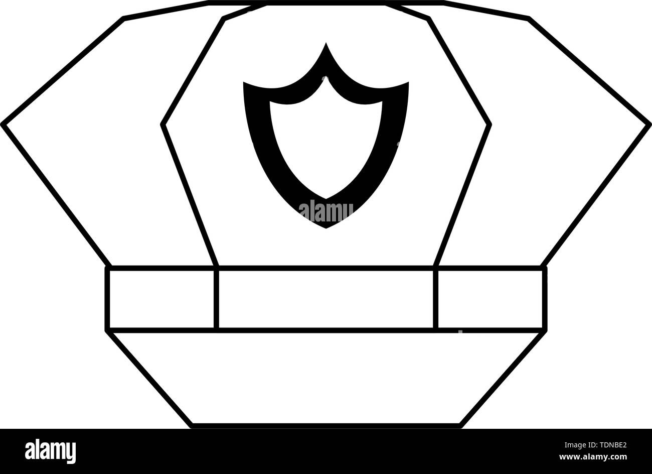 Police cap with badge symbol isolated in black and white stock vector image art