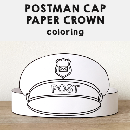 Postman mail carrier hat cap paper crown printable coloring craft activity made by teachers