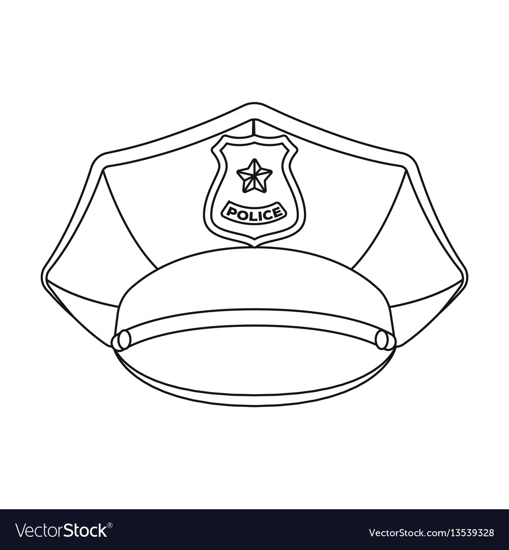 Police cap icon in outline style isolated on white