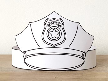 Police cap coloring paper crown printable