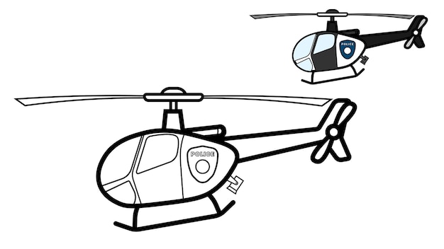 Premium vector vector illustration of police helicopter good for coloring book for kids