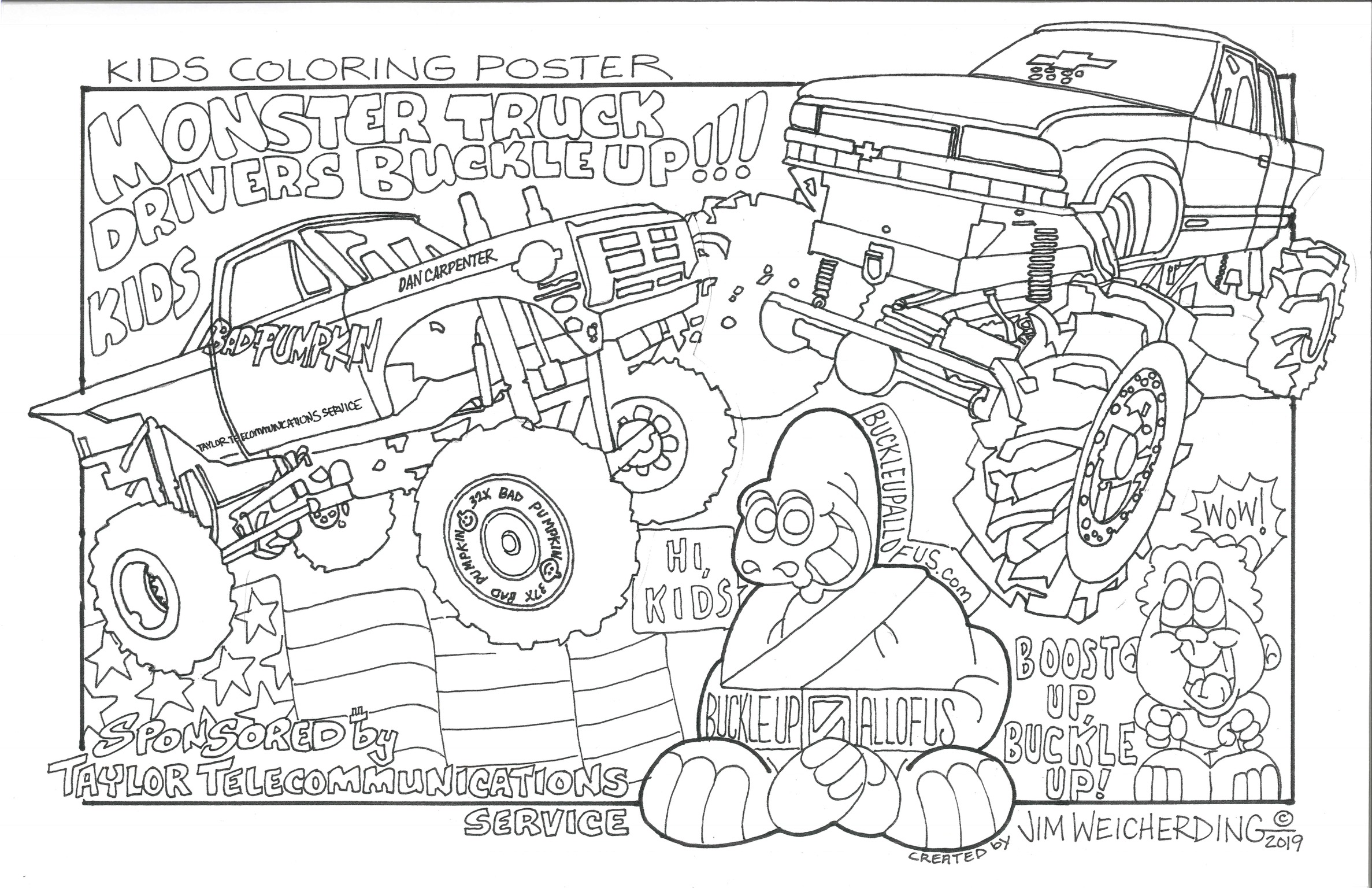 Sunday cartoon buckleupallofus monster trucks for safety