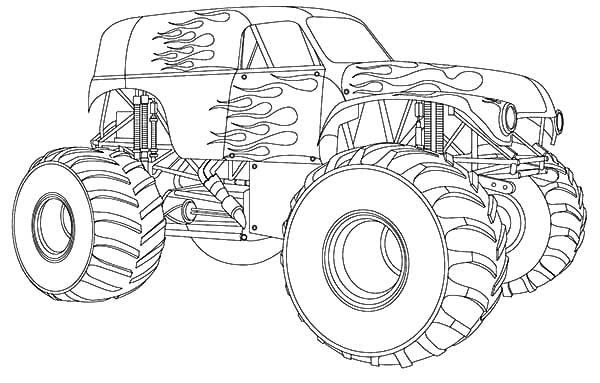 Monster jam truck on fire coloring pages color luna