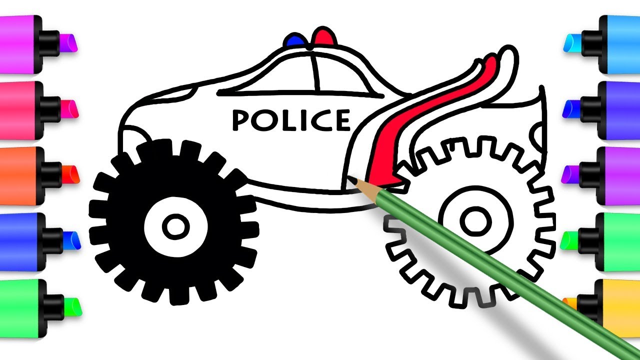 Police monster truck coloring pages for kids