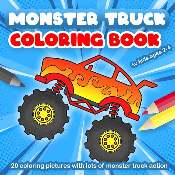 Monster truck coloring book for kids ages