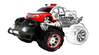 How to draw a police monster truck coloring pages