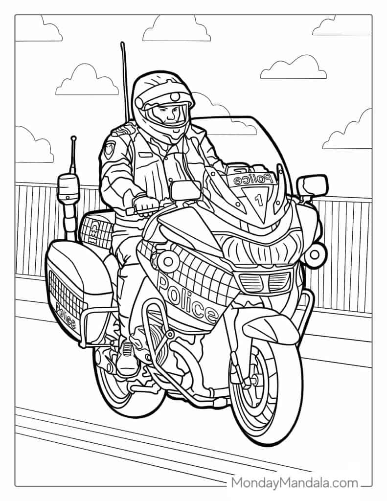 Motorcycle coloring pages free pdf printables