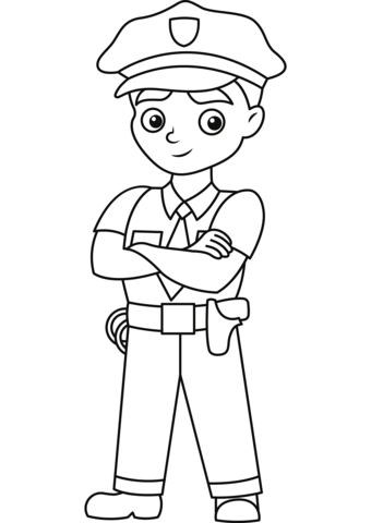 Cartoon police officer coloring page free printable coloring pages