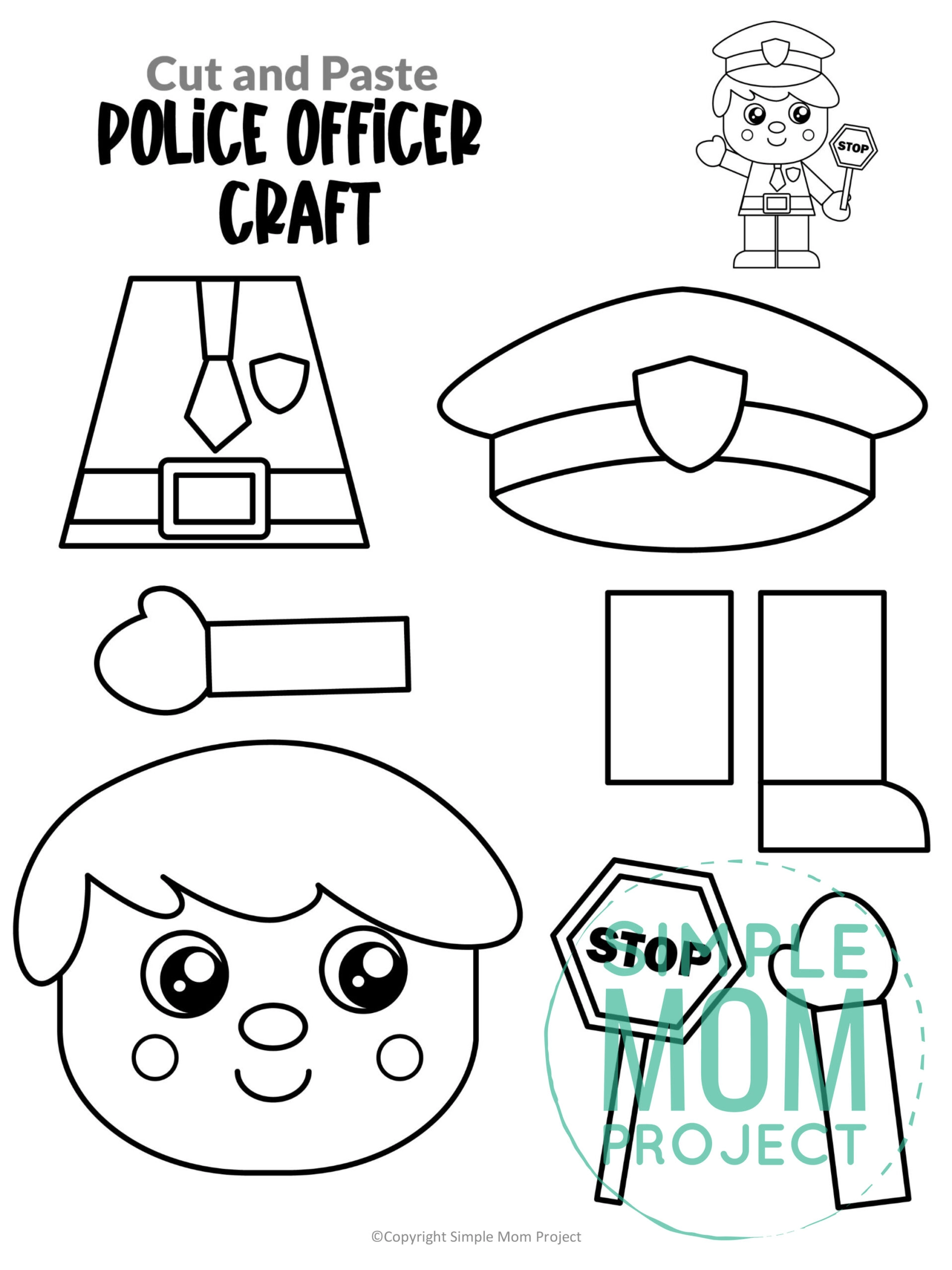 Free printable police officer craft template â simple mom project