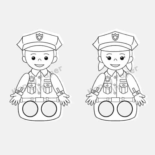 Police officer finger puppet printable coloring