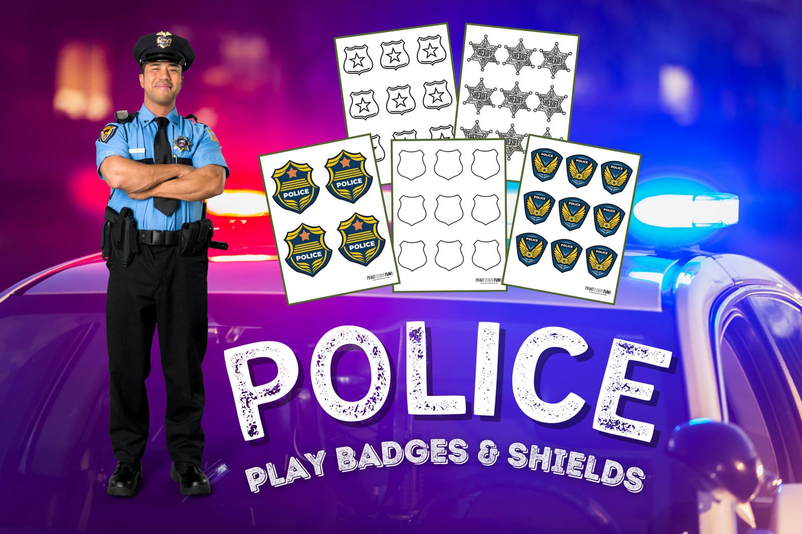 These cool sheriff police badge clipart and coloring pages make playtime learning fun at