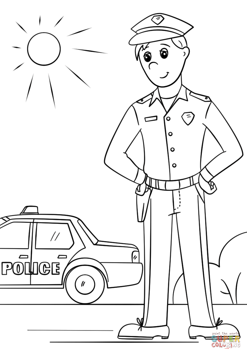 Police officer coloring page free printable coloring pages