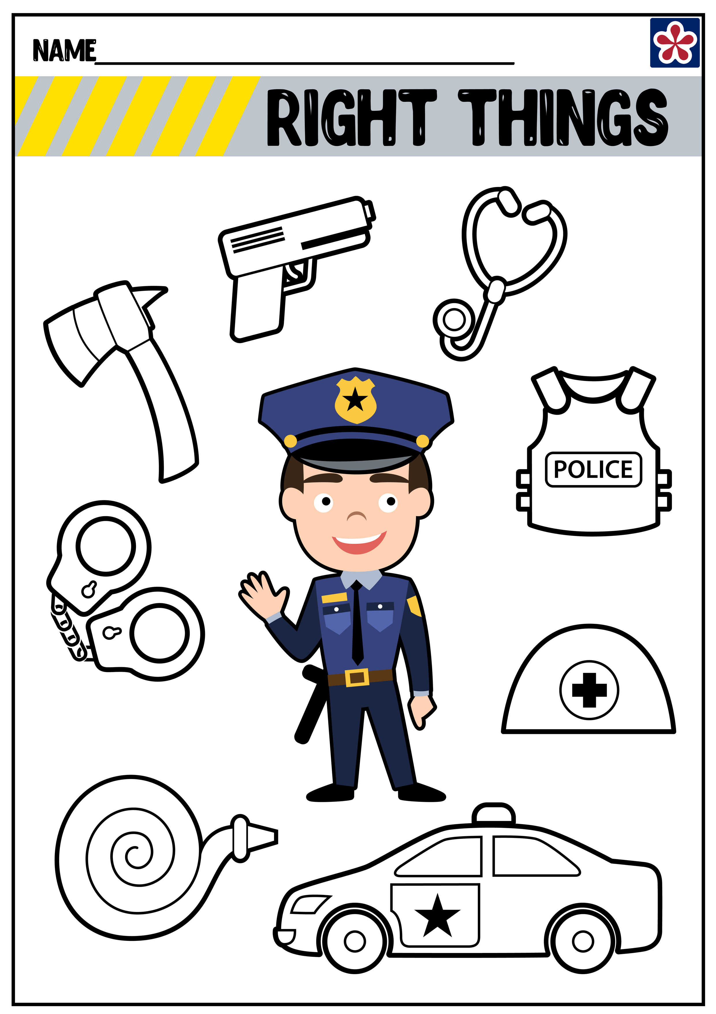 Munity helpers worksheets police officer