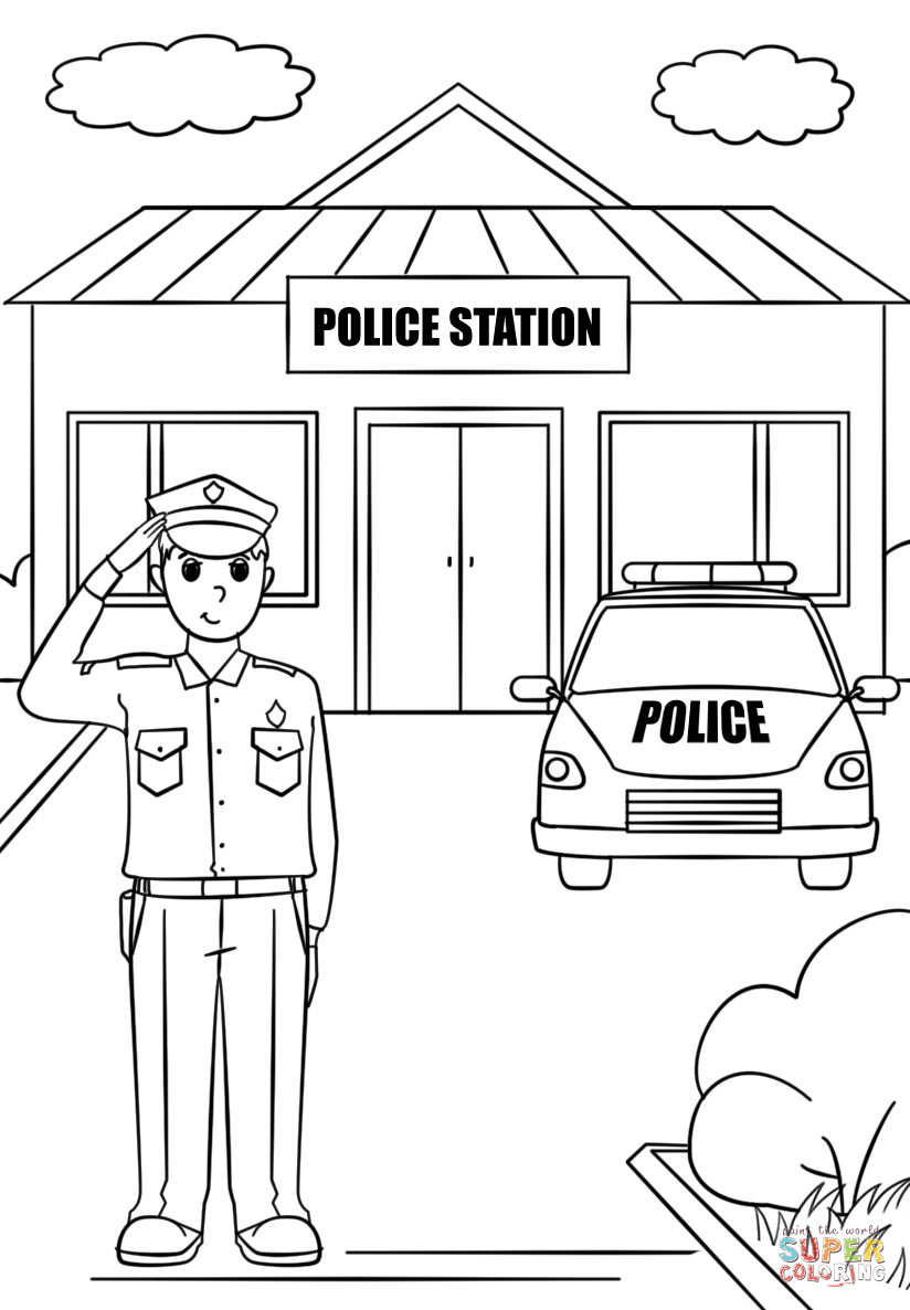 Police station coloring page free printable coloring pages