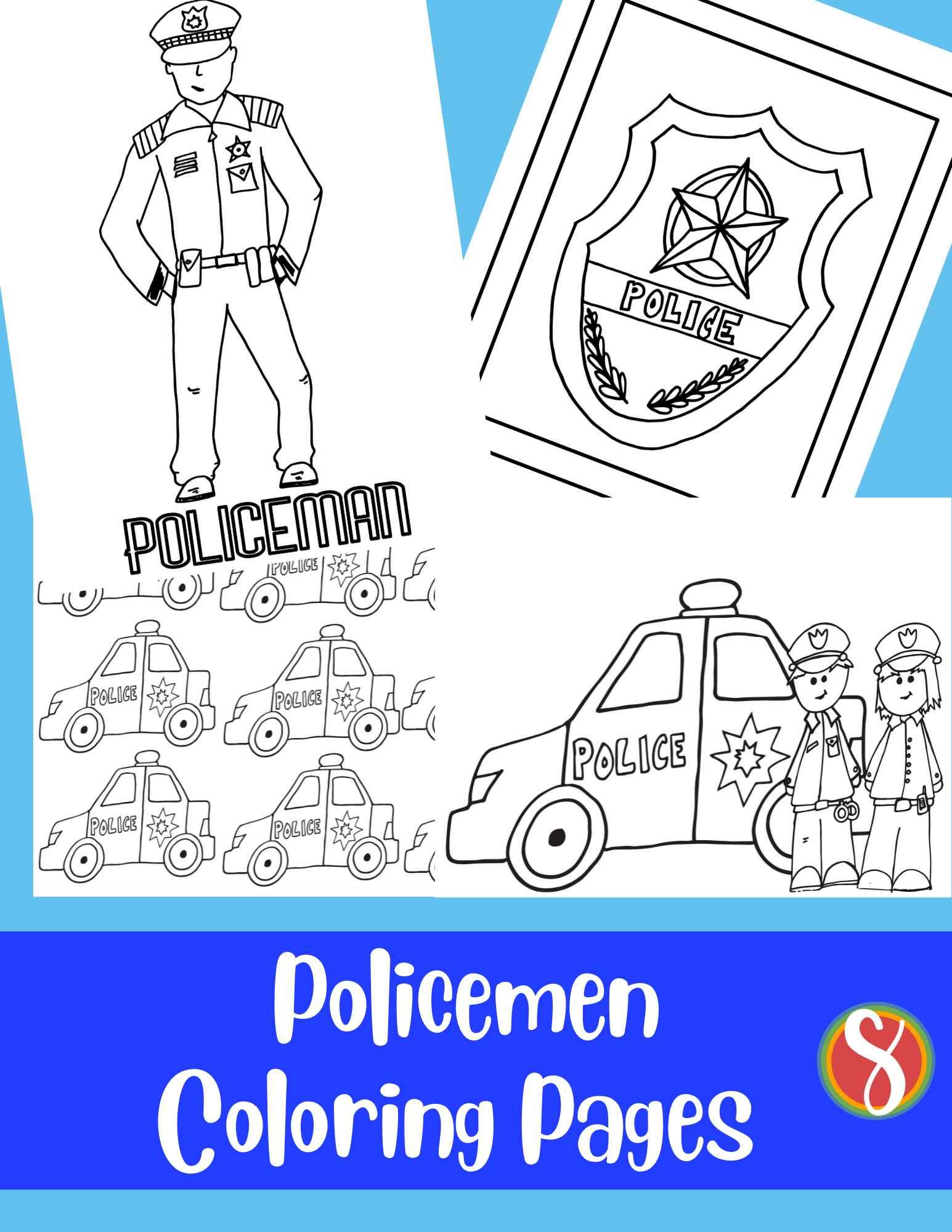 Free police coloring page â stevie doodles