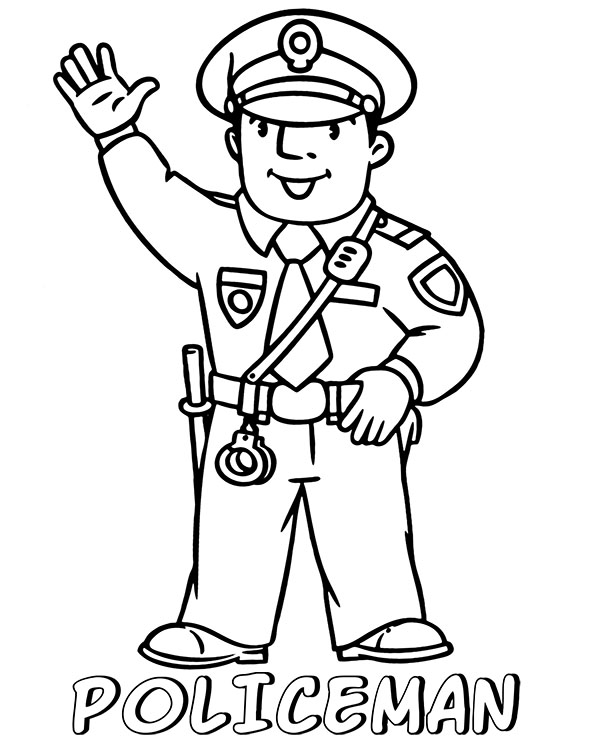 Printable policeman coloring page for kids