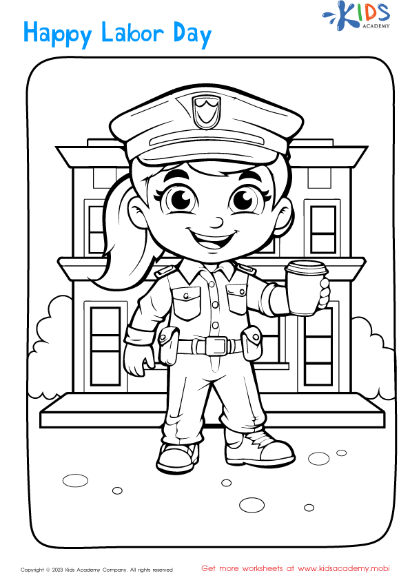 Free labor day police officer coloring page