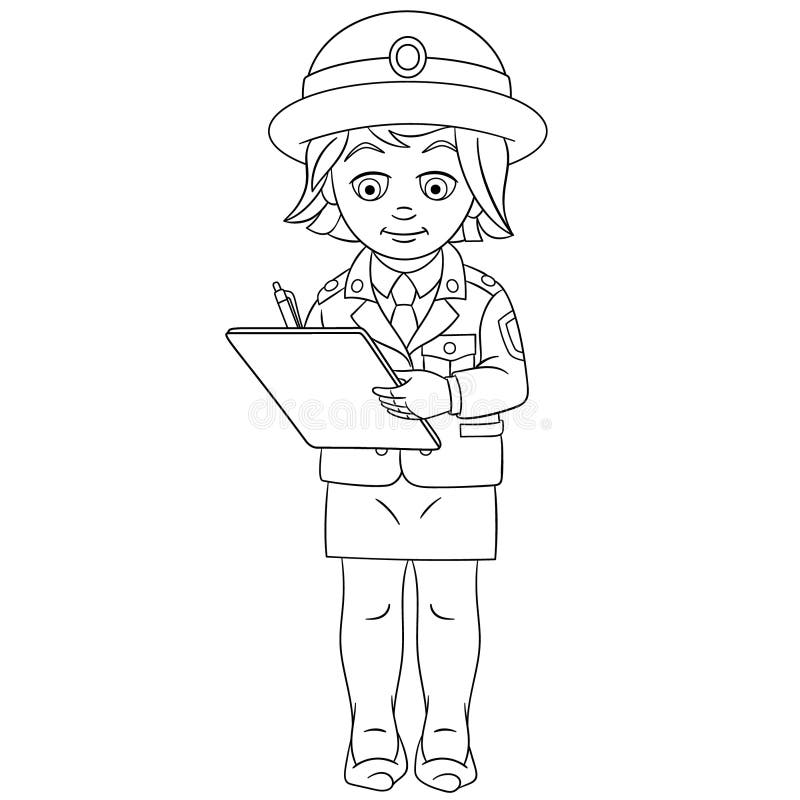 Coloring page police officer stock illustrations â coloring page police officer stock illustrations vectors clipart