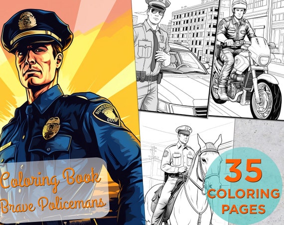 Brave policemans coloring pages printable policeman coloring book pages for children police coloring pages for adults