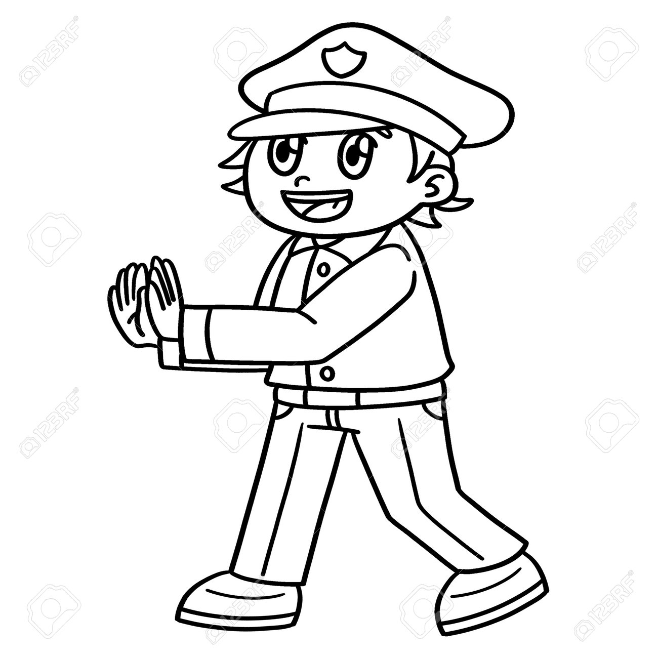 Police officer isolated coloring page for kids royalty free svg cliparts vectors and stock illustration image