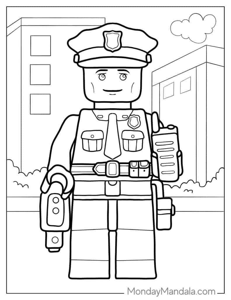 Police coloring pages free pdf printables