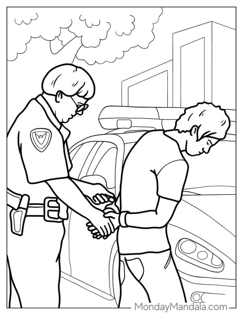 Police coloring pages free pdf printables