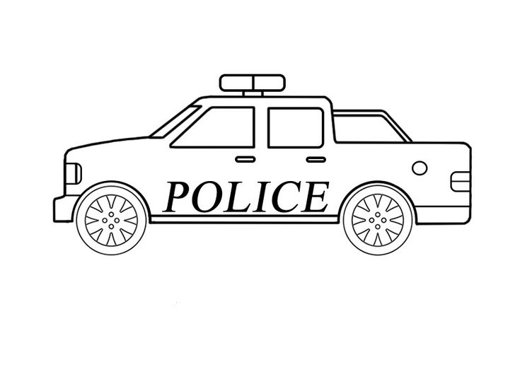 Easy police car coloring page