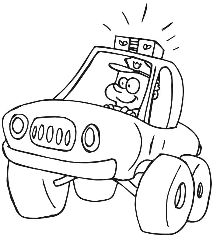 Police in police car coloring page