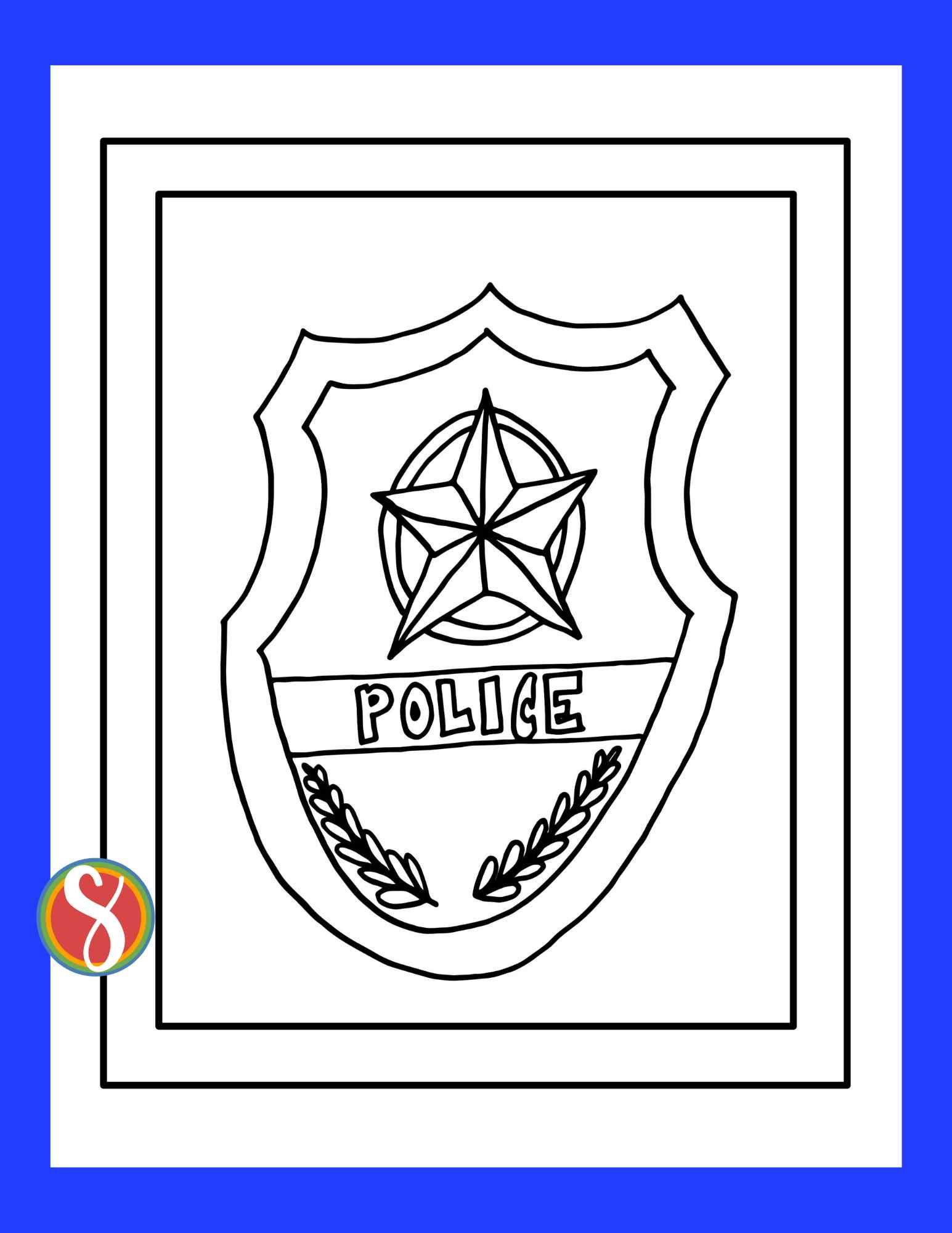 Free police coloring page â stevie doodles