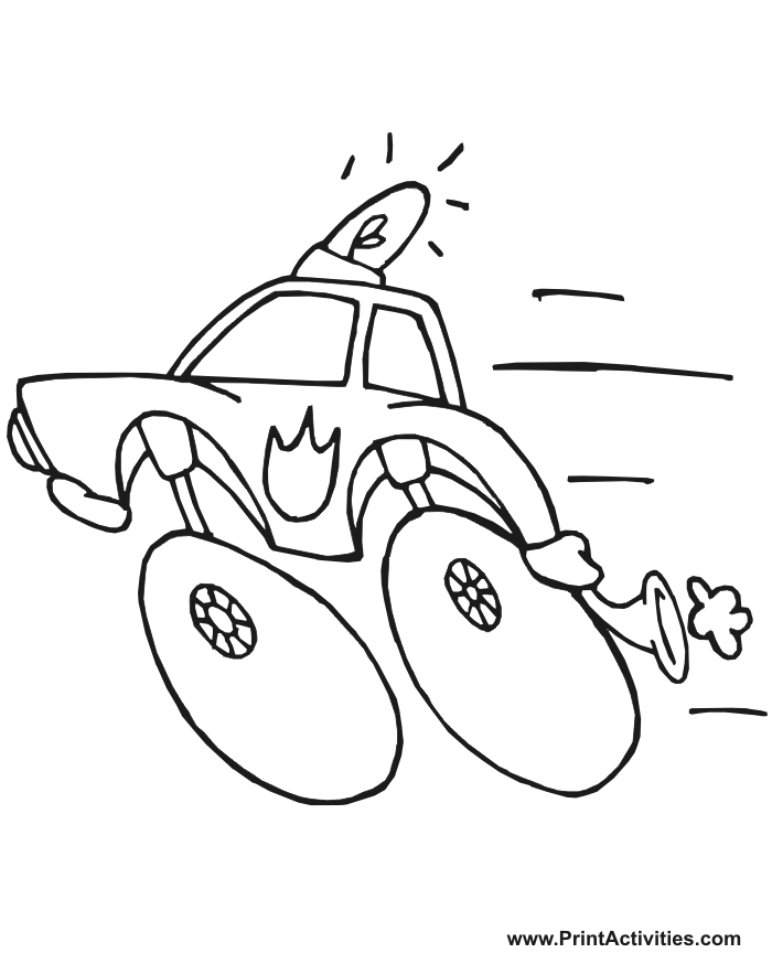 Police car coloring page cartoonish police car in chase