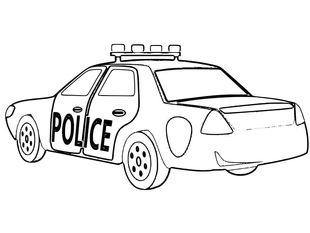 Printable police car for kids coloring page