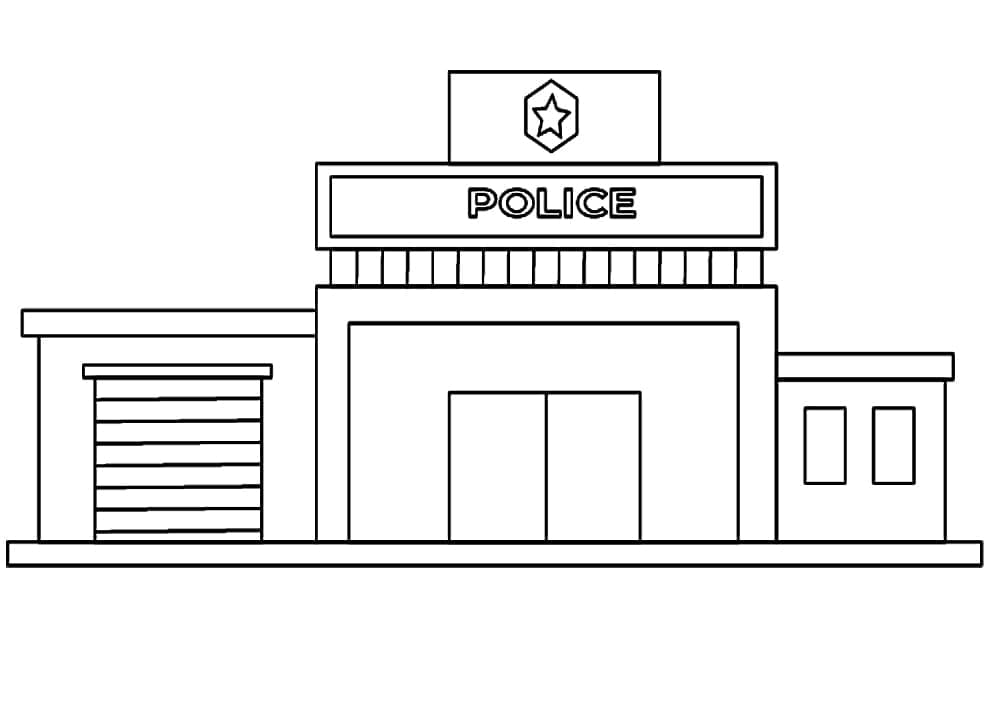 Police station printable coloring page