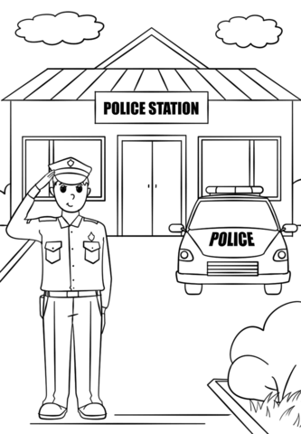 Police station coloring page free printable coloring pages