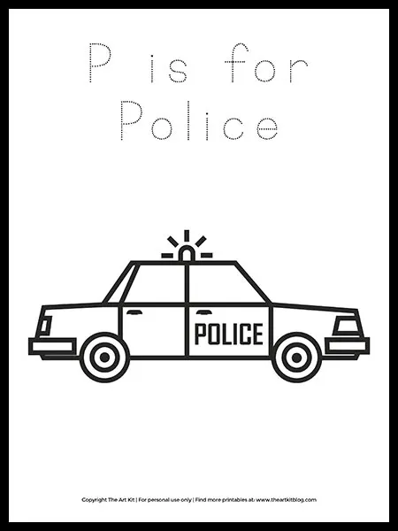 Free letter p is for police coloring page â the art kit