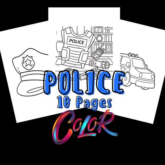 Police coloring pages for kids page colouring book preschool kindergarten fun activity pdf file printable digital download
