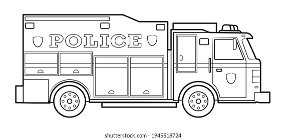 American police truck illustration simple line åºåçéåïå ççï