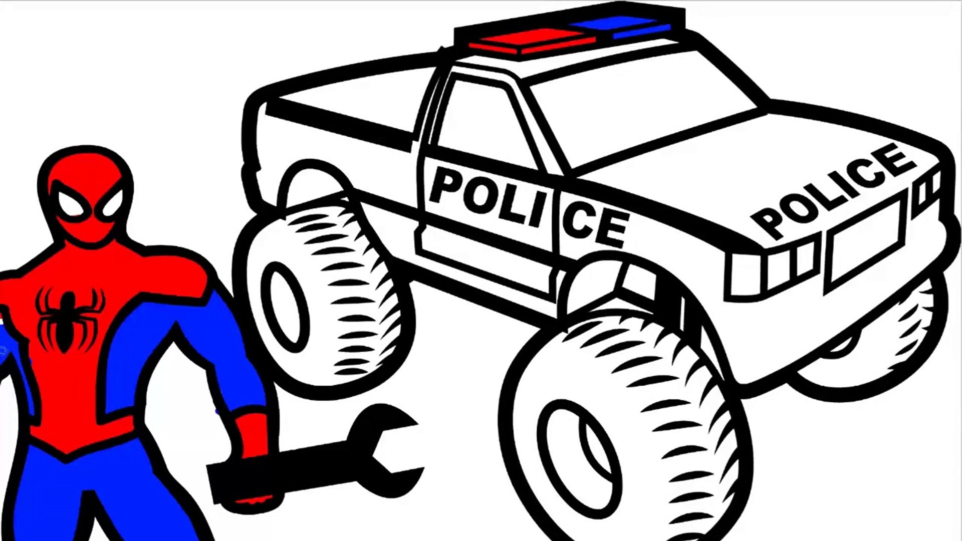 Spiderman repair police monster truck coloring pages for kids coloring book kids fun art